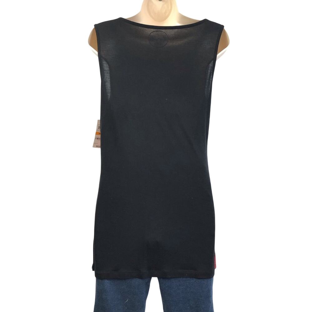 NWT INC International Going Global Red Black Sleeveless Lace Top Longer Length - Picture 2 of 16